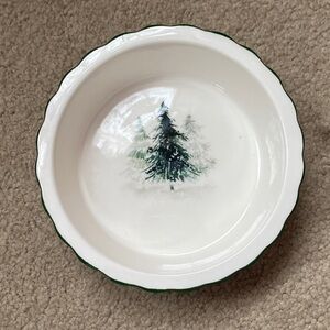 Sleigh Bell White Bowl with Green Tree Design